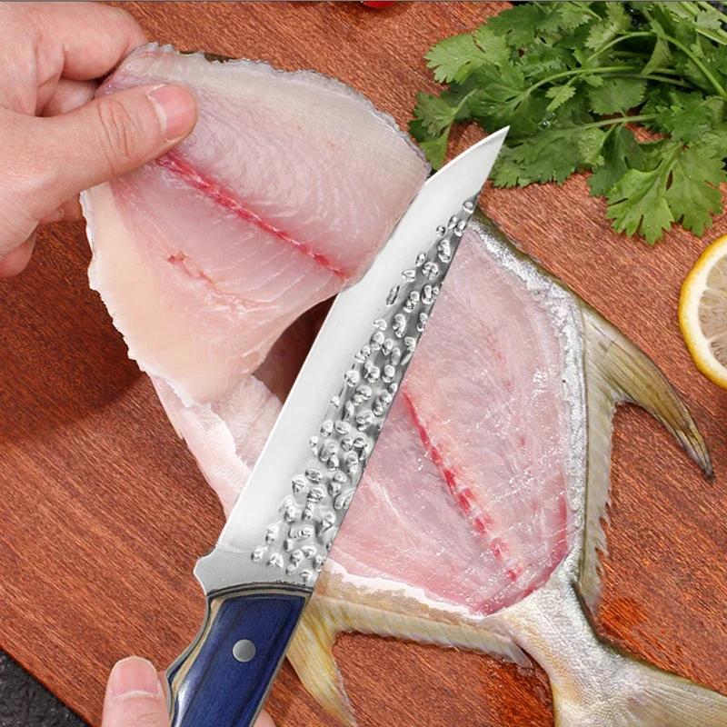 6.5Inch Hand Forged Chef Knife Butcher Boning Knife Wooden Handle Meat Vegetable Cutting Knife Stainless Steel Kitchen Knives