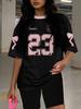 1116 new casual sports style digital printing shoulder sleeve T-shirt high waist tight shorts fashion suit women