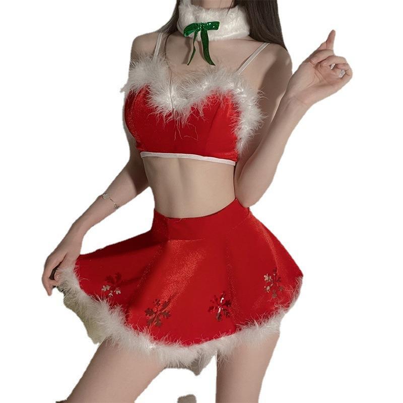 New Christmas Outfit Cute Plush Sexy Lingerie Slim Bed Uniform Set 11