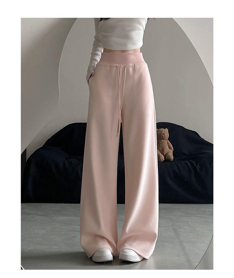 Women's Black High-Waist Wide-Leg Sweatpants - Loose, Comfortable, Floor-Length, Summer Casual