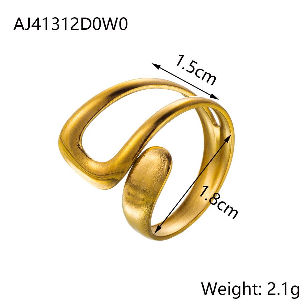 CARLIDANA Fashion Ins Geometric Irregular Hollow Muti Layer Chain 18K Gold Plated Stainless Steel Open Ring for Women Jewelry