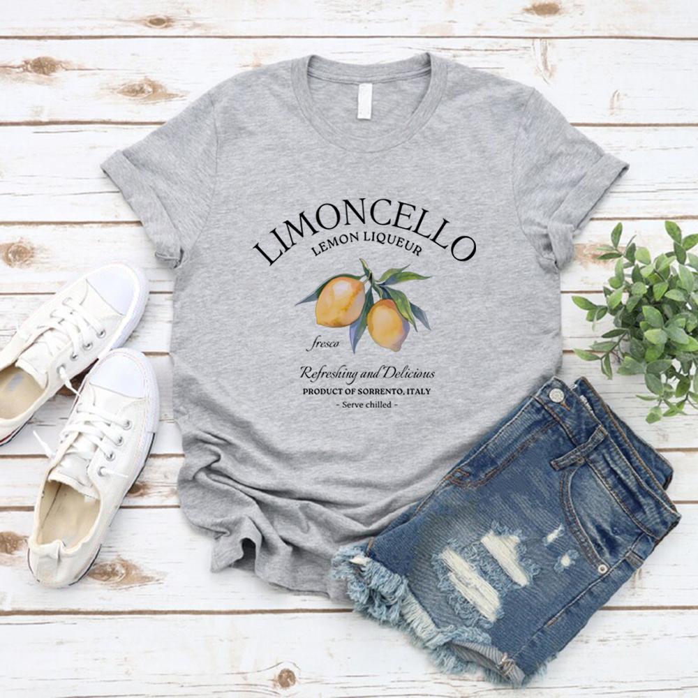 Limoncello T Shirt Italy Lemons T-shirt Short Sleeve Casual Unisex Tee Vintage Graphic T Shirts Amalfi Coast Italian Summer Tops