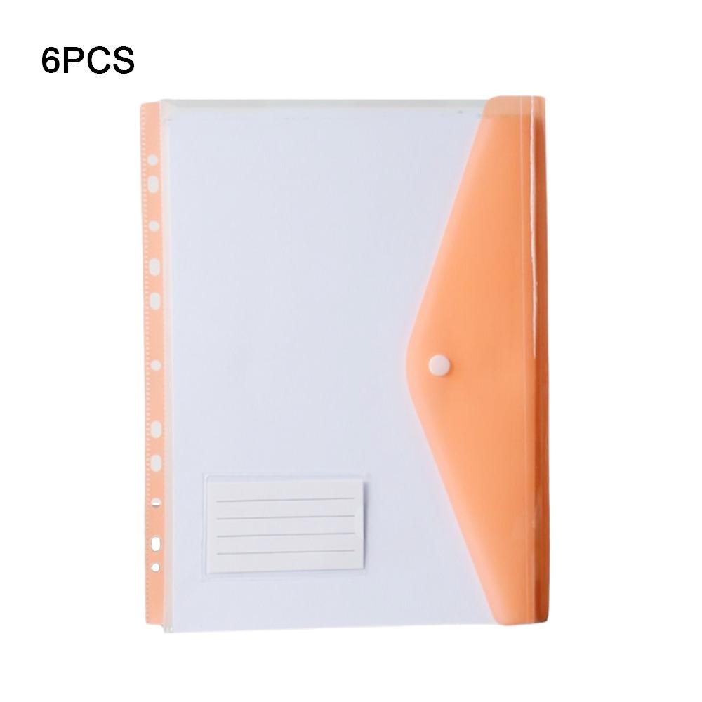 6 Pcs New PP Binder Folders Clear Envelopes Punched Pockets 11 Holes A4 Label Loose-Leaf File Management