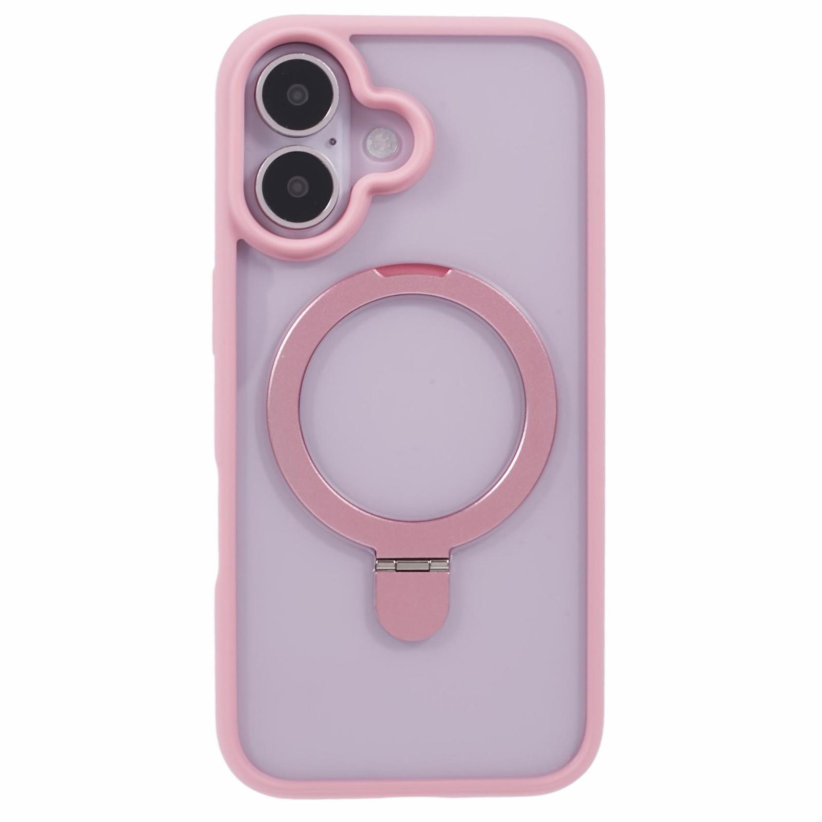 For iPhone 16 Case PC+TPU Ring Kickstand Drop-Proof Phone Back Cover E
