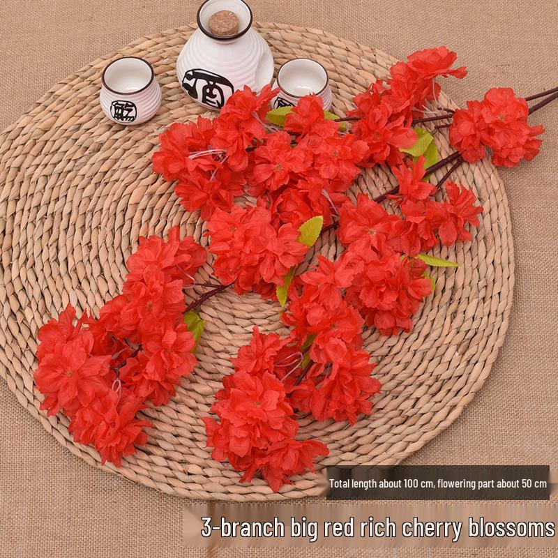 Silk Cherry Blossom Branch Artificial Vine: Floral Decoration for Weddings and Indoor Spaces