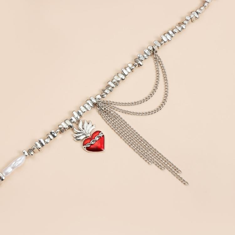 Fashion Gothic Bead Necklace with Unique Heart Shaped Irregular Pattern for Portable and Stylish Appeal