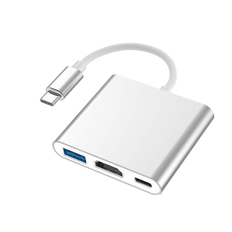 3-in-1 USB C Hub 100W Power USB 3.0 4K HDMI-compatible for MacBook Surface Chrome Steam Deck Stable USB 3.0 USB HUB Adapter