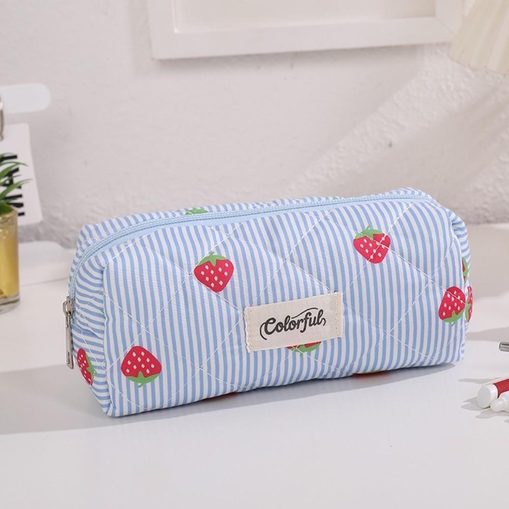 Quilted Stationery Bag Strawberry Striped Pencil Pouch INS Stationery Pouch  Gift