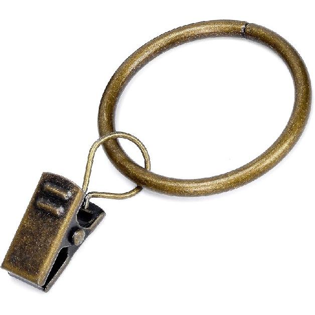 Curtain Rings with Clip - Set of 28,Interior Diameter 1.26",Fits for 1-Inch Metal Rod - Satin Nickel