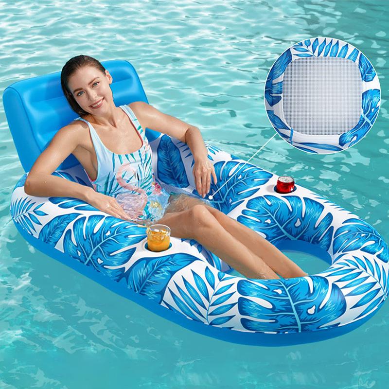 Kind Volwassene Opvouwbaar Zwembad Surfplank Zwemband Opblaasbare Ligstoel Lounger Zwembanden Bedden Met Net Rugleuning Zwemmeer Strandfeest Speelgoed