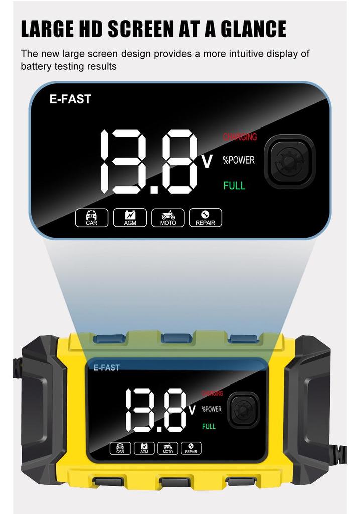 E-FAST 12V6A Smart Car & Motorcycle Battery Charger