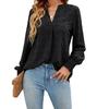 Women's  Autumn New Arrivals Polka Dot Long Sleeve Bubble Sleeve V-Neck Blouse Top