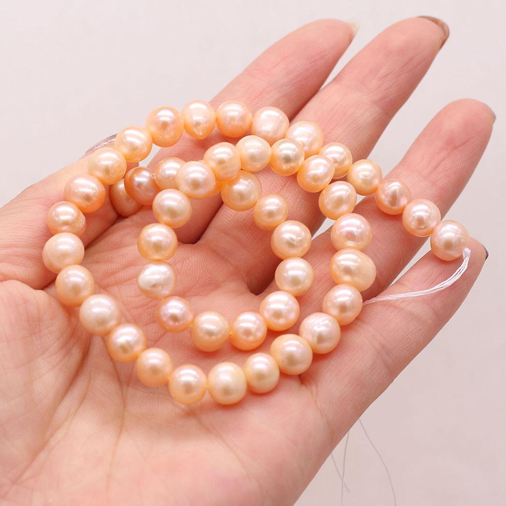 1String, Subcircle Natural Freshwater Pearls, 8-9mm Pink Pearl Beads for Jewelry Making DIY Crafts, Birthday Wedding Gifts, 36cm