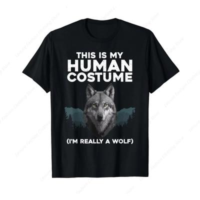 This Is My Human Costume I'm Really A Wolf Funny Wolf Design For Men Women Boys Girls Kids Wolf Lovers T-Shirt