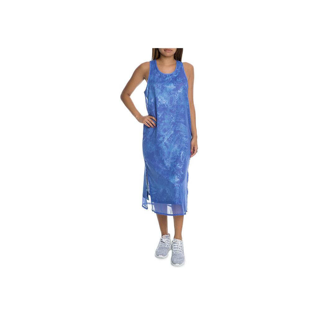 Adidas Originals Fashion Creative Series Camouflage Print Loose Round Neck Sleeveless Dress Women Dresses Blue CF9969