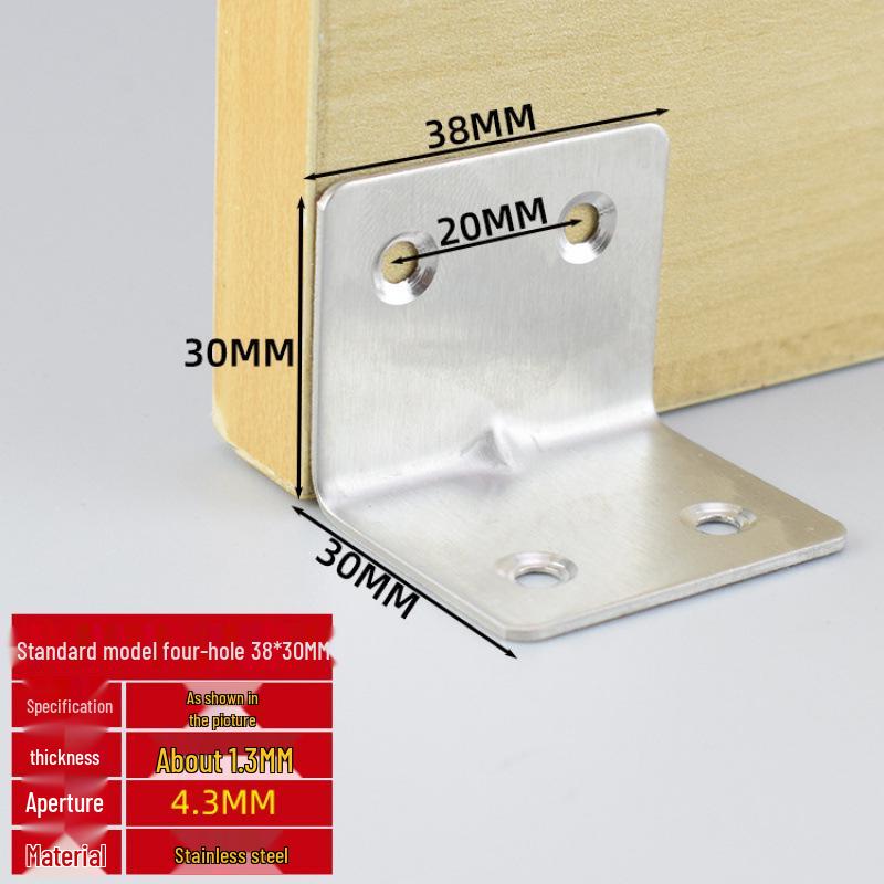 Thick Stainless Steel 90° Angle Bracket for Furniture Fastening