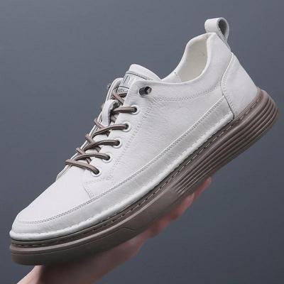 2025 Men's Genuine Leather Breathable Casual Sneakers - Versatile Spring Sports White Shoes