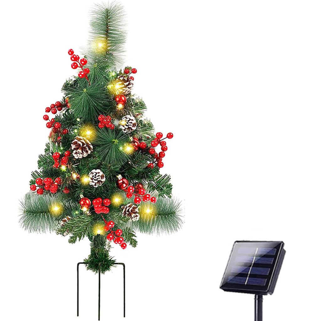 Solar Xmas Tree Garden Stake Lights Outdoor Xmas Tree Lighted Yard Decorations