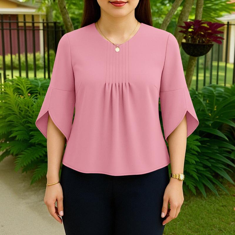 ZANZEA Women Casual Round Neck 3/4 Sleeve Loose Blouse