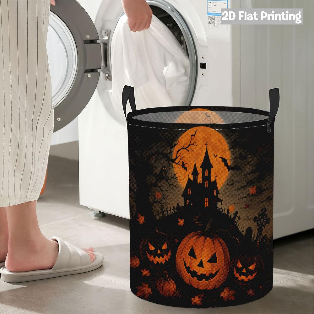 Collapsible Laundry Basket Large Round Waterproof Fabric Hamper Dirty Clothes Storage Bin Toy Organizer with Handles