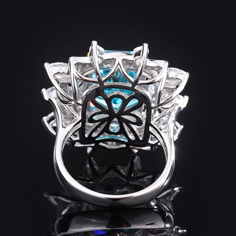 Fashion 18K Gold Plated 10*14MM Fancy Vivid Faceted Gemstone Ring for Women Anniversary Gift 925 Sterling Silver Jewelry