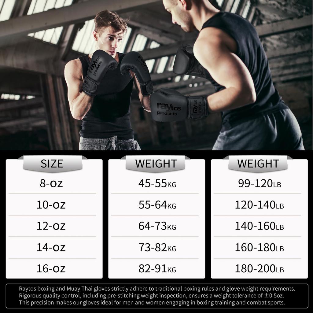 Raytos Boxing 6 8 10 12 and 14 Training Boxing Martial Arts Punching Bag Karate Stress Unisex Gloves, oz, oz, oz, oz, oz, Breathable, Kickboxing,
