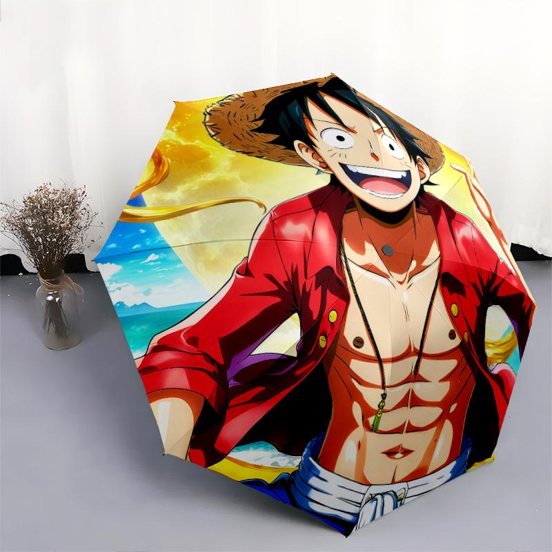 1 PC Automatic Folding Umbrella - One Piece Monkey D Luffy Pattern Portable Foldable Design With 8 Ribs Christmas Birthday Gifts