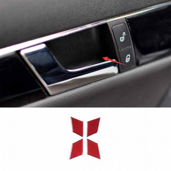 Inner Door Bowl Sticke Panel For Benz C-Class Real Red Carbon Cover Trim 2007-14