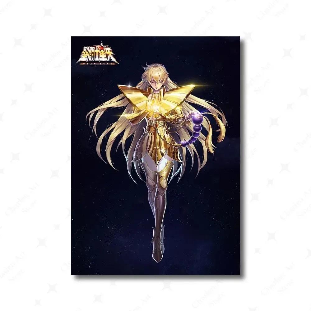 Stampa di Poster Classico Anime Giapponese Saint Seiya Cartone Animato Vergine Cavaliere d'Oro Pittura su Tela Arte da Parete Immagini Soggiorno Decorazione Casa