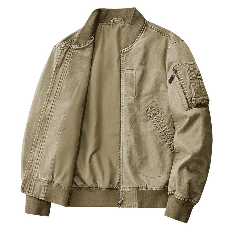 Men's Cotton Flight Jacket - Casual Air Force Baseball Collar Outerwear