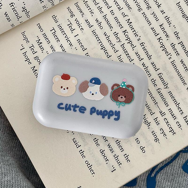 1pc Ins Letter Print Contact Lens Case Contact Lens Companion Box Beauty Eye Box Portable Contact Lens Box with Mirror Tweezers