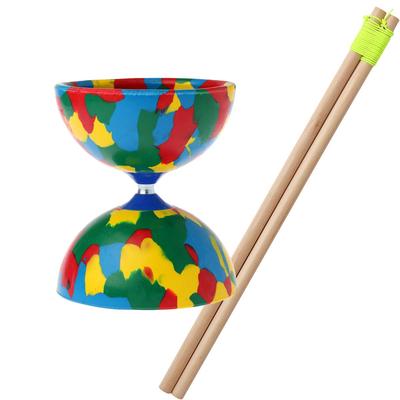 Diabolo Jester Marble Small Fixed Axle Handstick Set Red/Blue/Yellow/Green