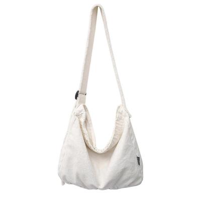 Damen Umhängetasche Canvas Messenger Bag Freizeittasche Große Kapazität Umhängetasche Grunge Tasche für Shopping Reisen Büro Weiß