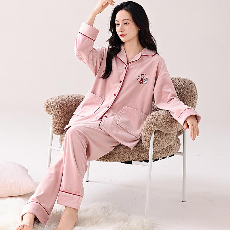 Autumn And Winter Women'S Thin Velvet Pajamas Women'S Island Velvet Warm Coral Velvet Loungewear Set Short Velvet