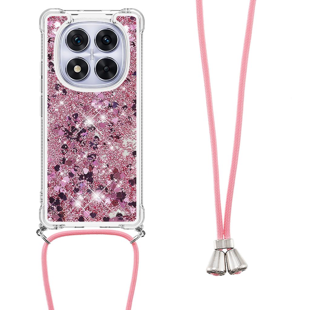 For Xiaomi Poco X7 5G/Xiaomi Redmi Note 14 Pro 5G TPU Case Quicksand Design Phone Cover with Lanyard