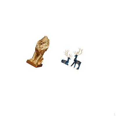 Lion Reindeer Sculpture Statue Collectible Tabletop Ornament Art Figurine Decorative for Office Home