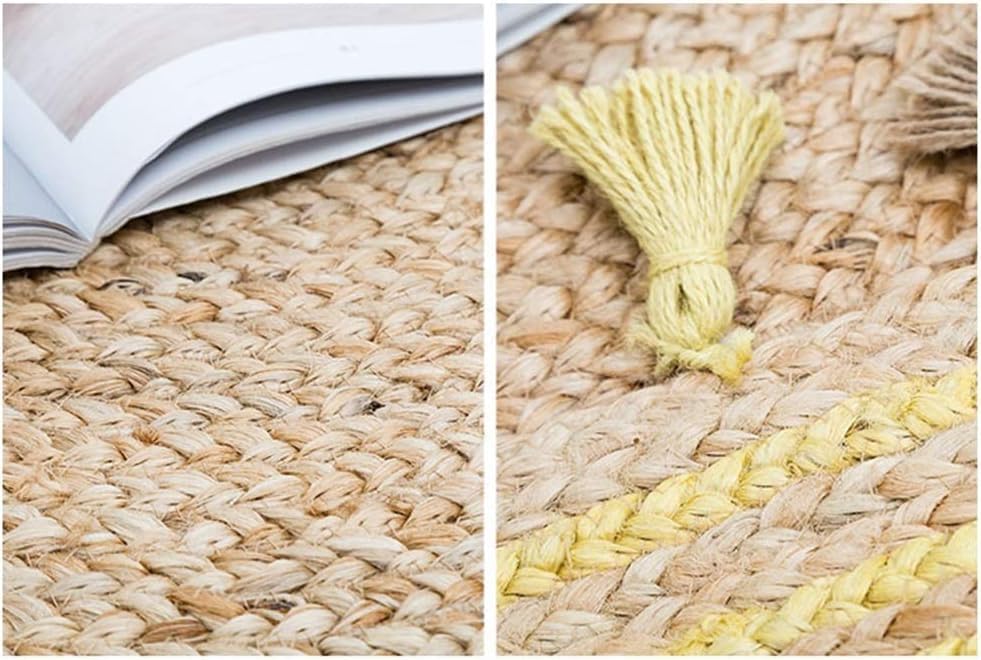 Jute Teppich Handgefertigter Teppich Rund Naturteppich für jeden Raum Look Rustikal Dekor Für jeden Raum