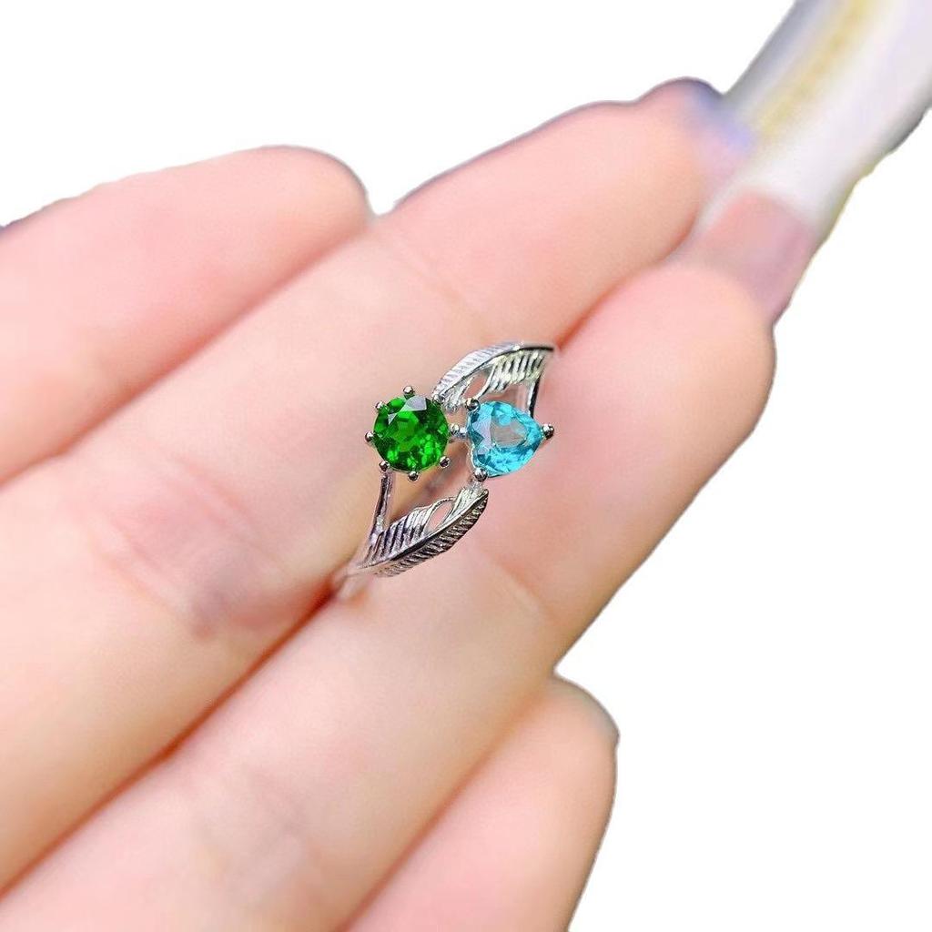 Vintage Blue Sapphire Flower Ring with Tourmaline and Zircon