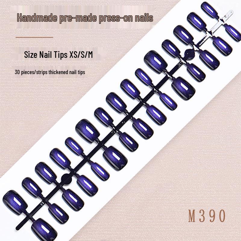 

Mysterious Blue Black Hole Cat Eye Luxury Flash Crystal Short Wearable Nails