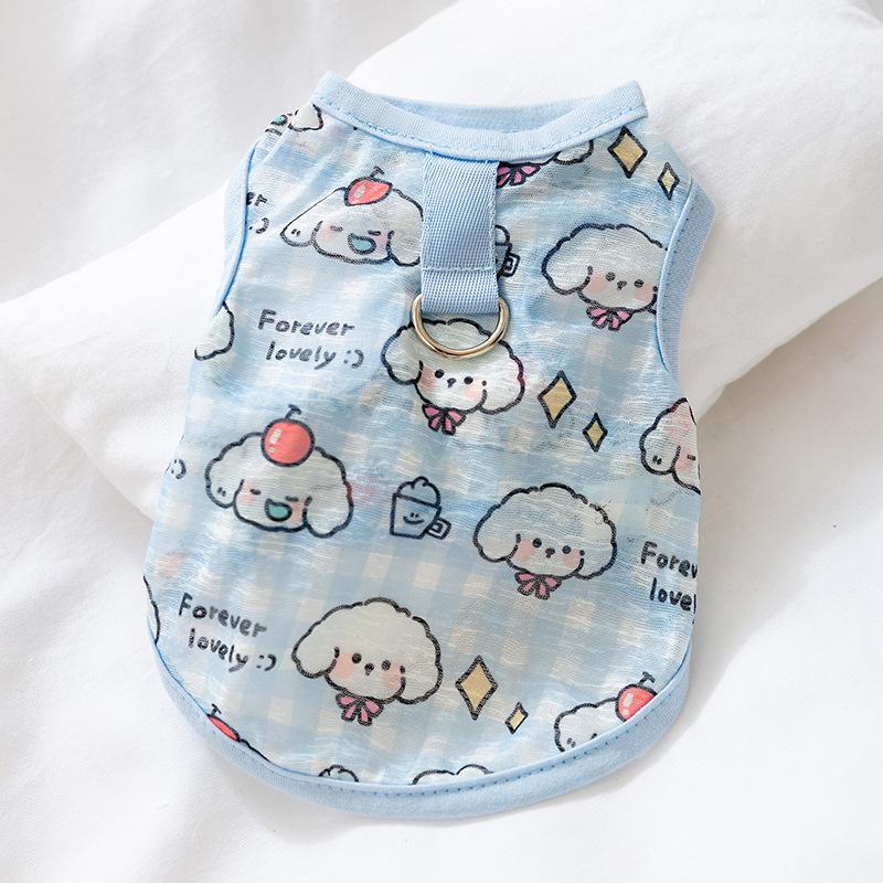 Summer New Cartoon Cute Wind Full Print Pet Two-legged Vest Can Pull Pet Clothes Dog Cat Clothing