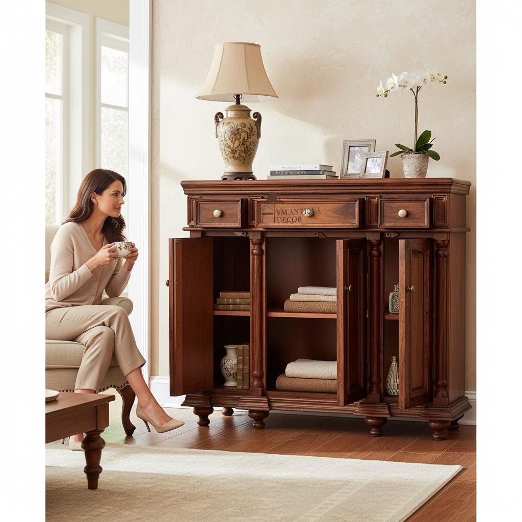 Escritorio Armario de Madera Maciza Mesita de Noche Aparador de Almacenamiento | Cajón Propio Hecho a Mano | Muebles de Decoración para el Hogar Estilo Granja - Cómoda Armario de Dormitorio
