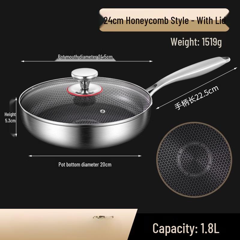 ZISIZ 24cm Non-Stick Honeycomb Frying Pan