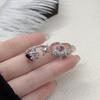 Color Zircon Bow Love Open Ring Women'S Light Luxury Fashion Niche Sweet And Cool Design Sense Tetragonal Star Ring