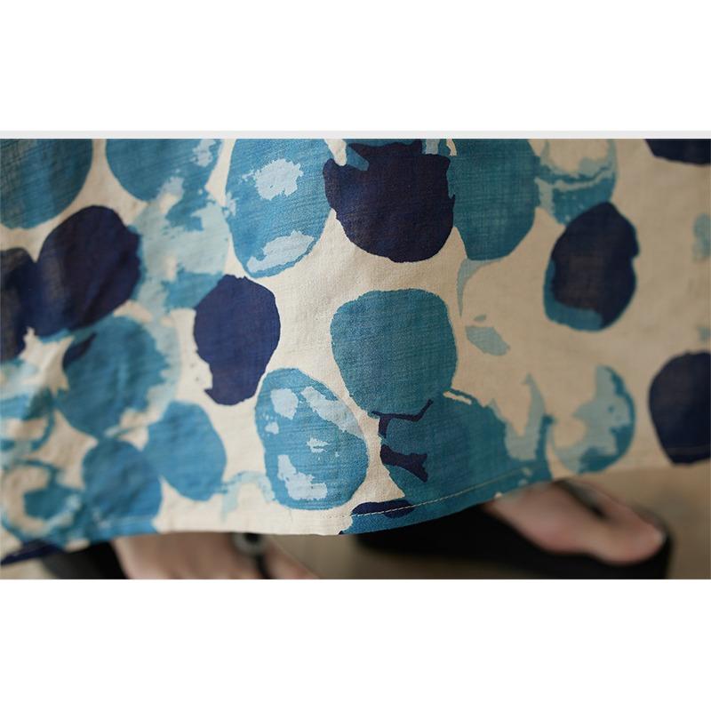 Sommer V-Ausschnitt Dünn Baumwolle Leinen Übergröße Locker Literarischer Urlaubsstil Strandkleid Retro Lange Kleider