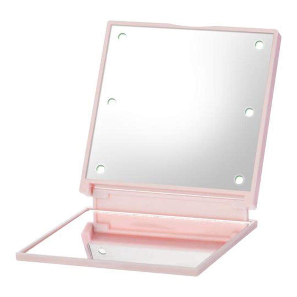 Mini LED Makeup Mirror Folding Portable Makeup Mirror with 6 LEDs Doublesided Cosmetic Mirror