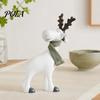Modern Home Tabletop Accents Nordic Minimalist Resin Reindeer Figurine with Knitted Scarf, Cute Healing Deer Statue, Matte White Whimsical Animal