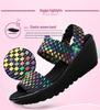 Damen-Sandalen mit gewebtem Elastikband - Frühling/Sommer 2020, Rutschfeste flache Schuhe mit niedrigem Keilabsatz, Komfort-Tanzschuhe