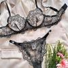 European & American Sheer Mesh Embroidery Lingerie Set - Slim Fit for Large Chest