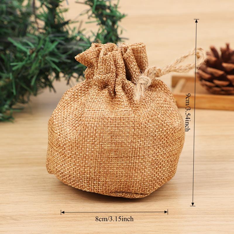 Burlap Drawstring Plant Pot Cover – Rustic Succulent Planter Bag for Indoor Decor & Gift Packaging