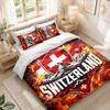 Bettwäsche-Set 1 Bettbezug 2 Kissenbezüge Schweiz Fußball-Druck Schlafzimmer Heimdekoration